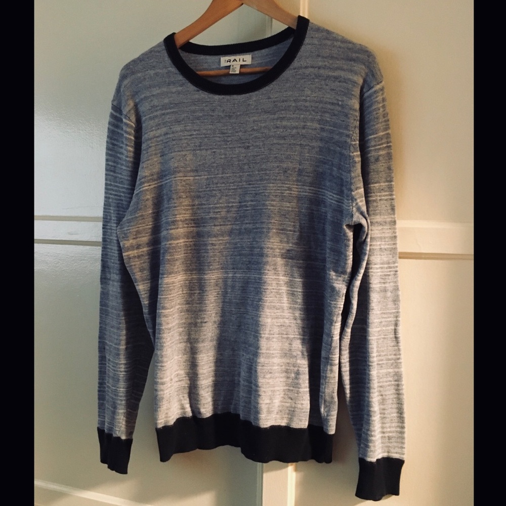 RAIL Cotton Lt Blue | Nvy Blue Crew Pullover (M)